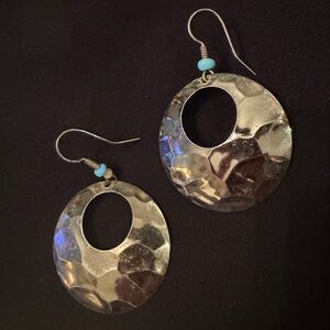Silver Hammered Disc Earrings - vintage